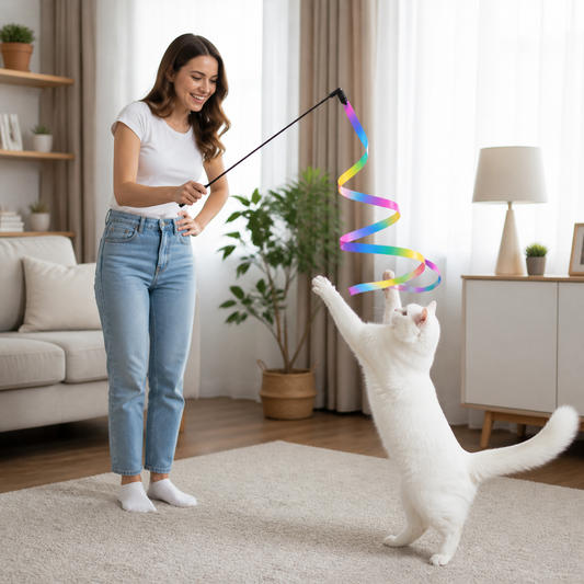 Rainbow Strips Stick Cat Teaser Wand