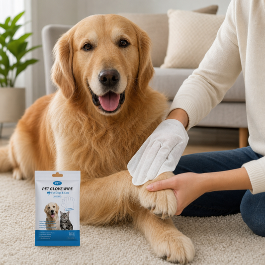 Glove cleaning wipes for pets