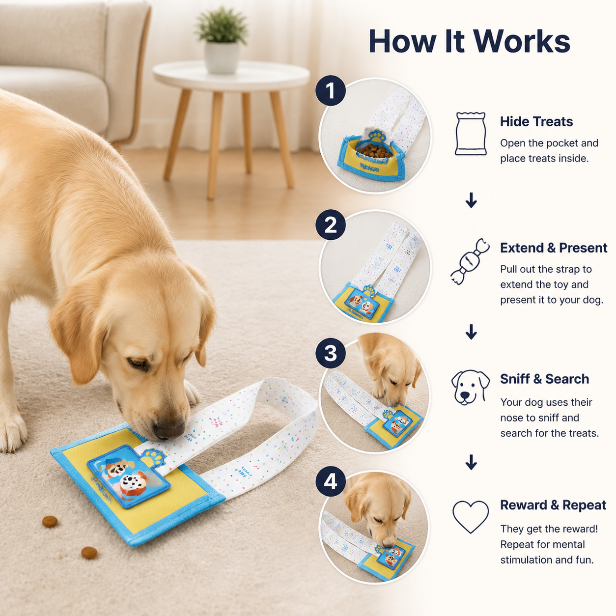 Durable Wet Wipe Snuffle Toy for Dogs – Squeaky Nosework Puzzle with Hidden Treat Pocket