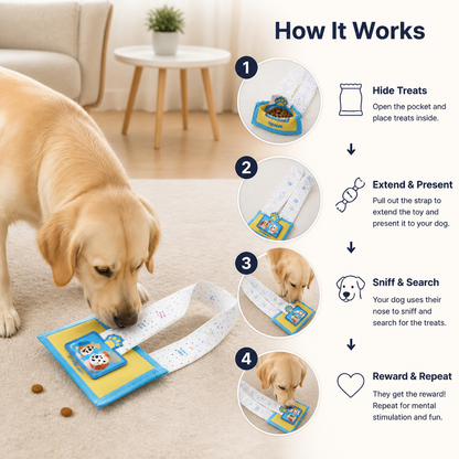 Durable Wet Wipe Snuffle Toy for Dogs – Squeaky Nosework Puzzle with Hidden Treat Pocket