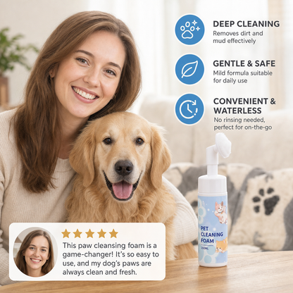 Gentle Waterless Paw Cleansing Foam with Brush for Dogs