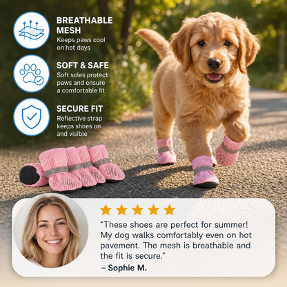 Breathable Mesh Dog Shoes for Hot Days – Soft Sole for Small & Large Dogs