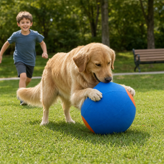 Durable training ball with cover for dogs