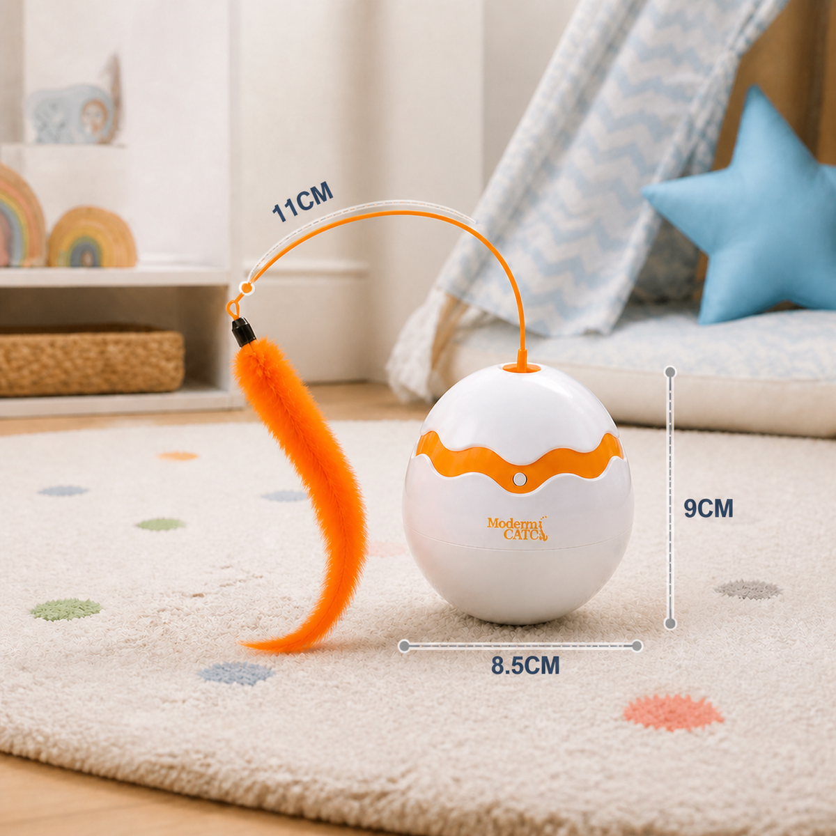Interactive Wobble Egg Cat Toy – Automatic Feather Teaser
