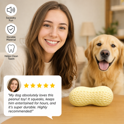 Durable squeaky peanut chew toy for dogs