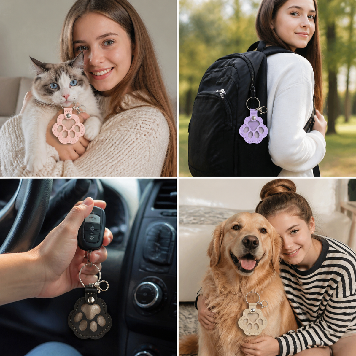 Leather Memorial Pet Hair Storage Keychain