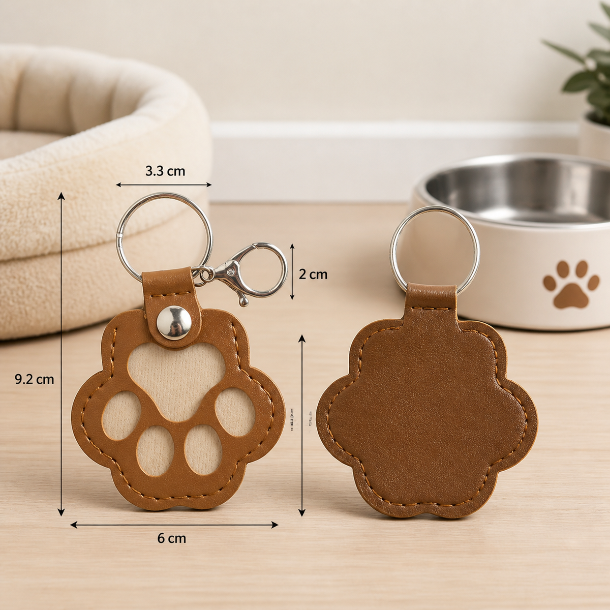 Leather Memorial Pet Hair Storage Keychain