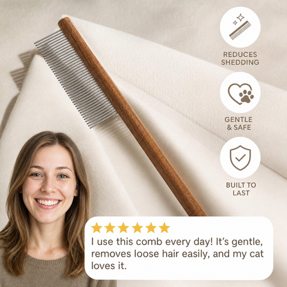 Premium Cat Comb: Stainless Steel Grooming for a Healthy Coat