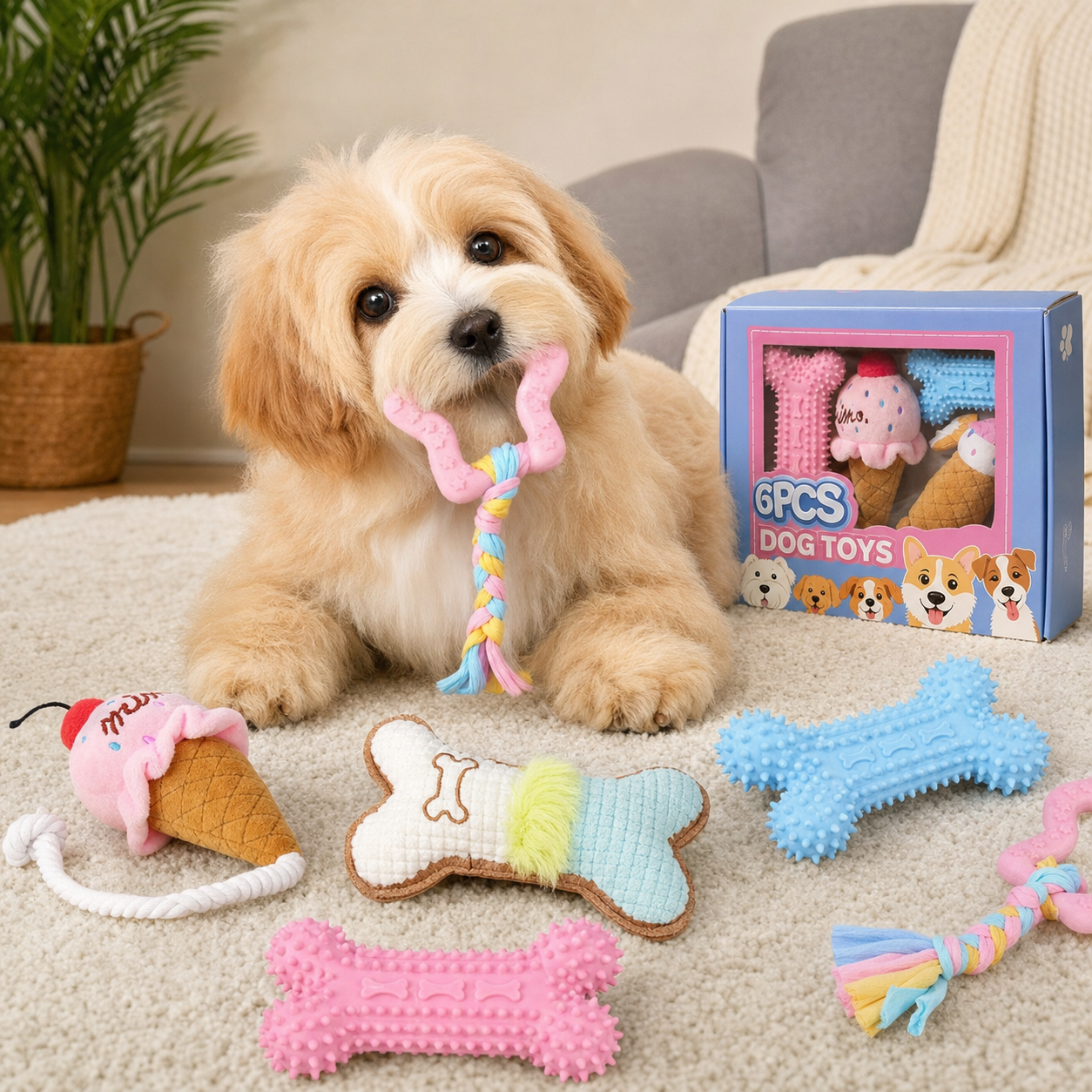 6pcs Set Puppy Bite Toys