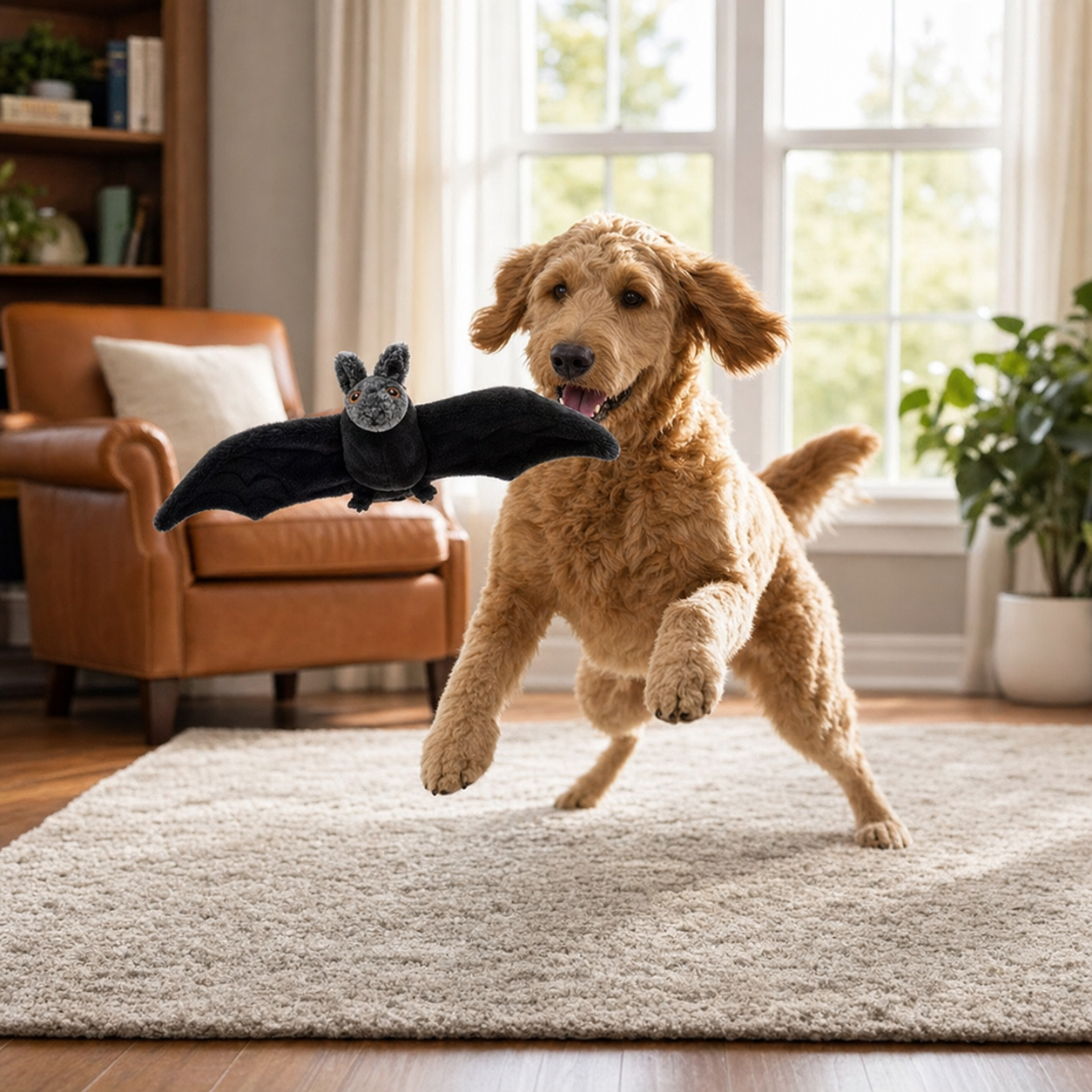 Touch—Activated Flapping Bat Dog Toy with Catnip