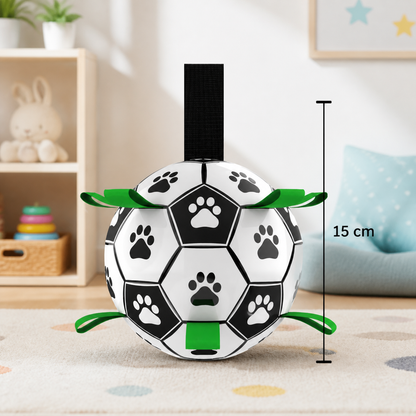 Robust dog toy ball with pull handles