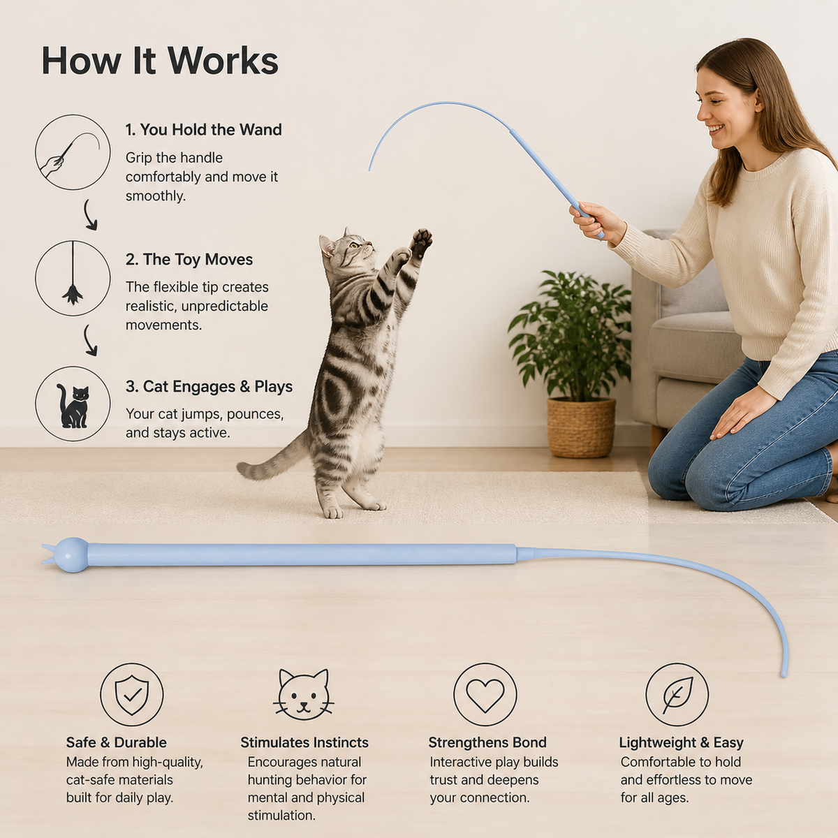 Cat Toy Wand Interactive