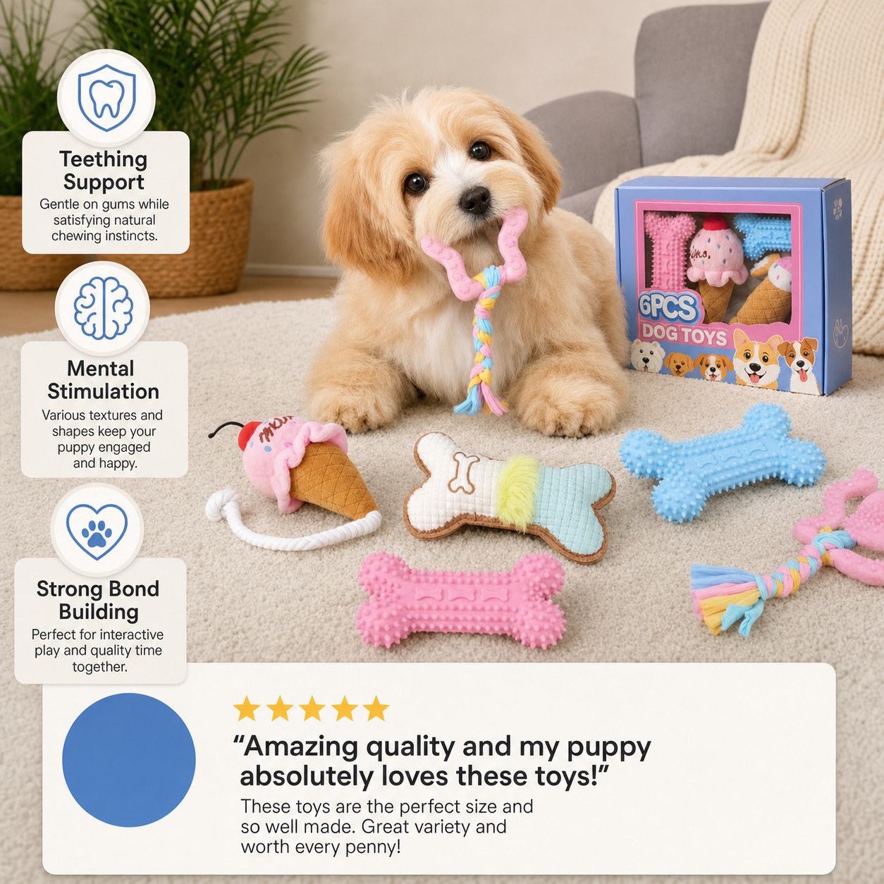 6pcs Set Puppy Bite Toys