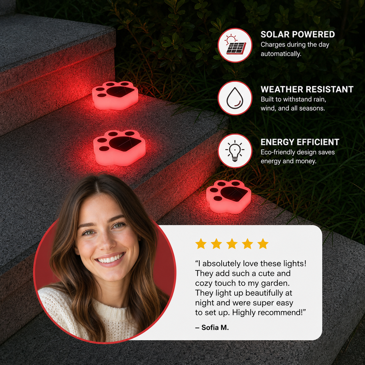 PawGlow Solar Garden Lights – Solar-Powered Paw Print Outdoor Lights