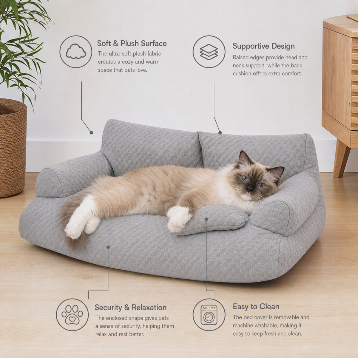 CozyNest Plush Bed – Luxurious Comfort for Pets