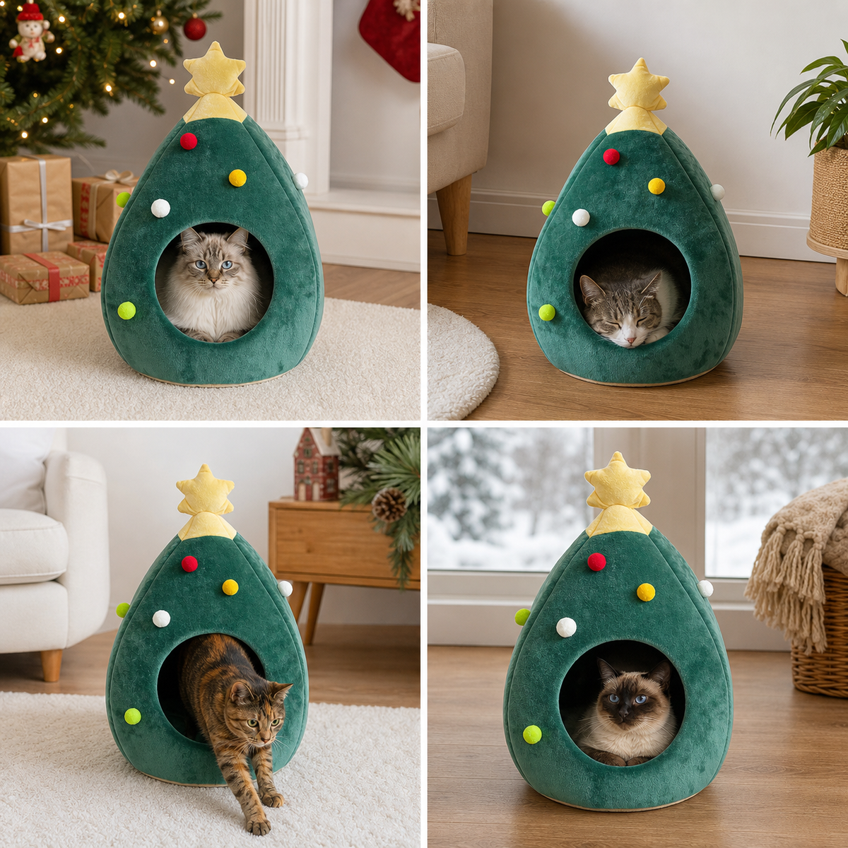 Cat Bed Christmas Tree – CozyTree Haven