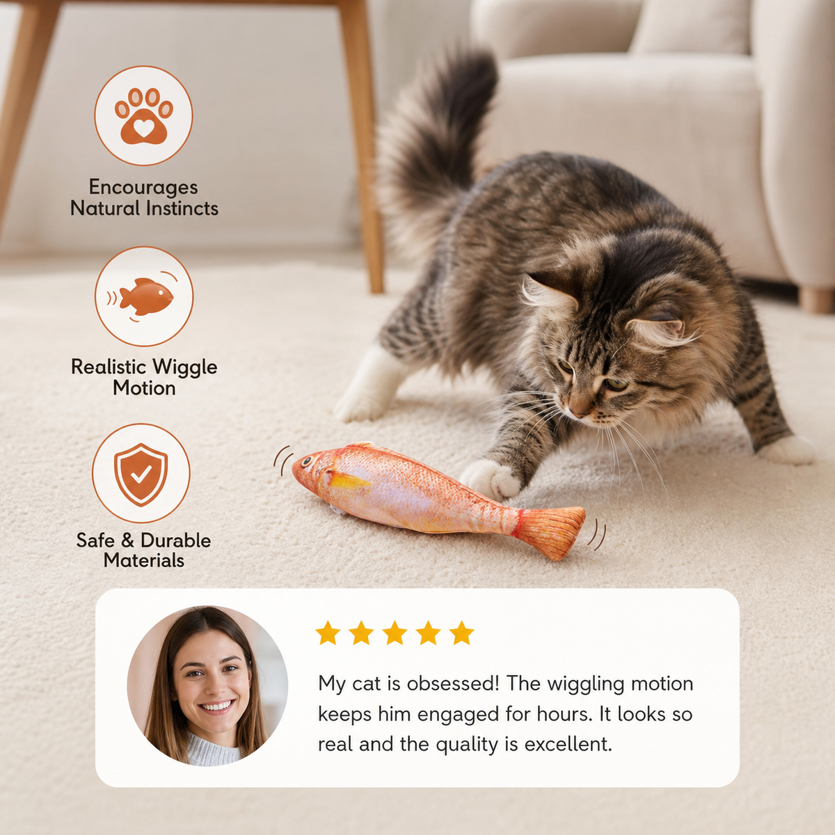 Interactive Wiggly Fish Cat Toy