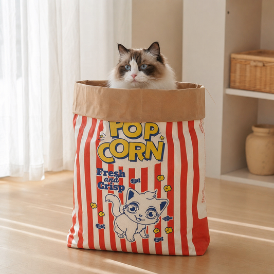 Cat Sleep & Play Cardboard Popcorn Bag