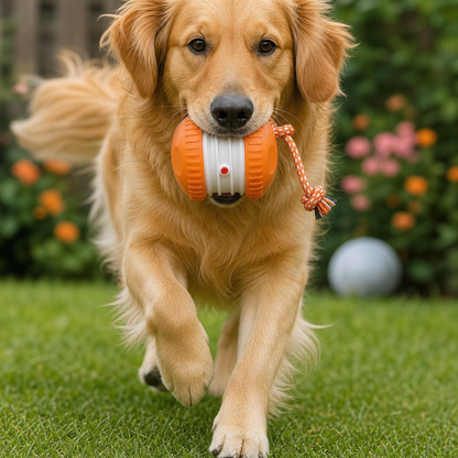 Interactive & Durable Dog Ball – Motion Toy with Tug Rope in Dog Colours