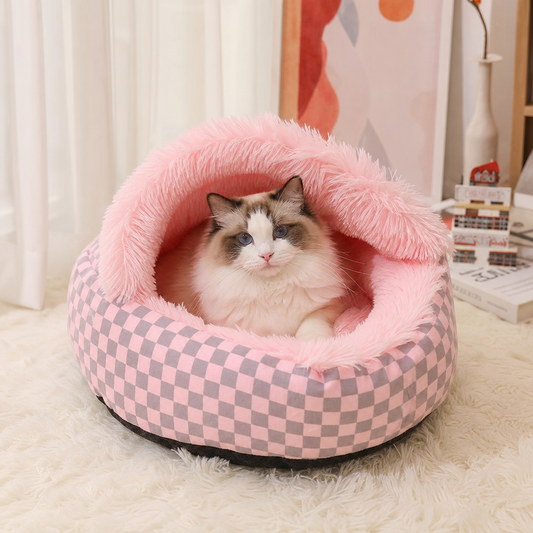 Chequered 2in1 Cat Cave Bed