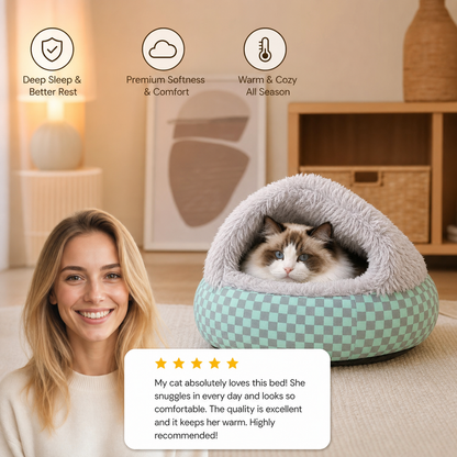 Chequered 2in1 Cat Cave Bed