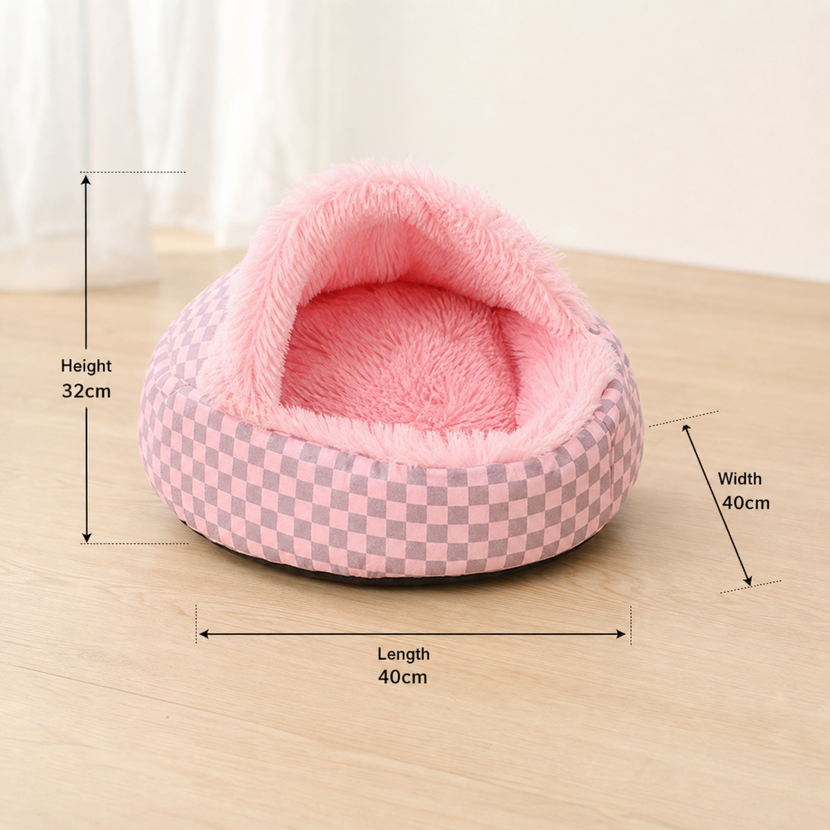 Chequered 2in1 Cat Cave Bed