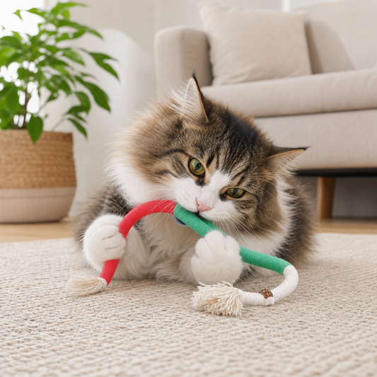 Natural cat chew rope – robust, promotes dental hygiene and reduces stress