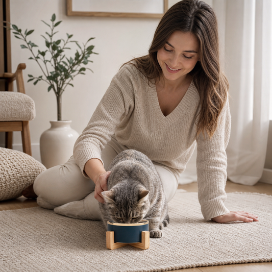 Premium Wood Ceramic Feeding Bowl