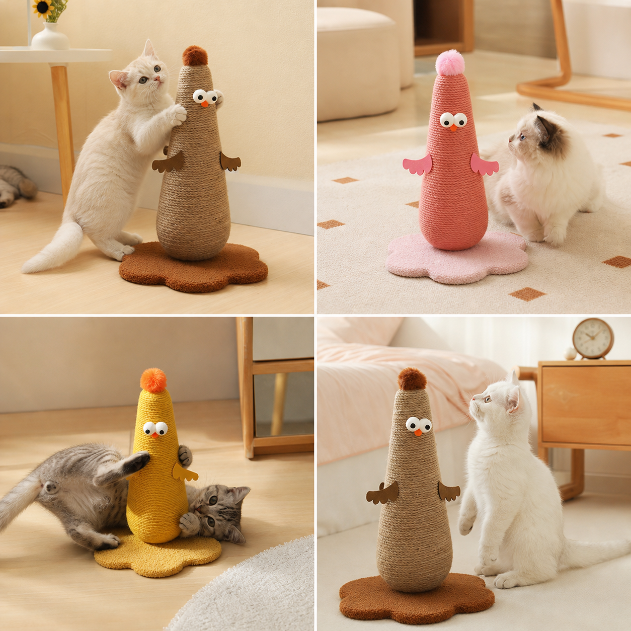 Sisal Cat Scratching Post in Chicken Design