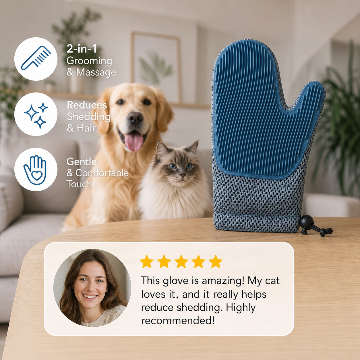 2in1 cat glove for grooming