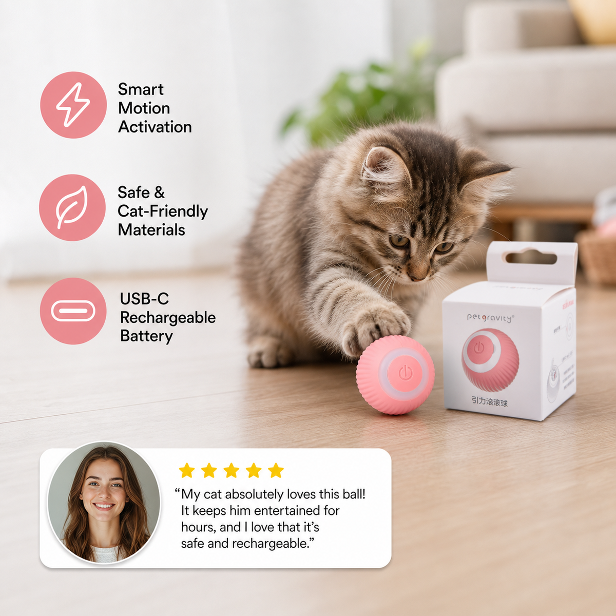Interactive Cat Play Ball