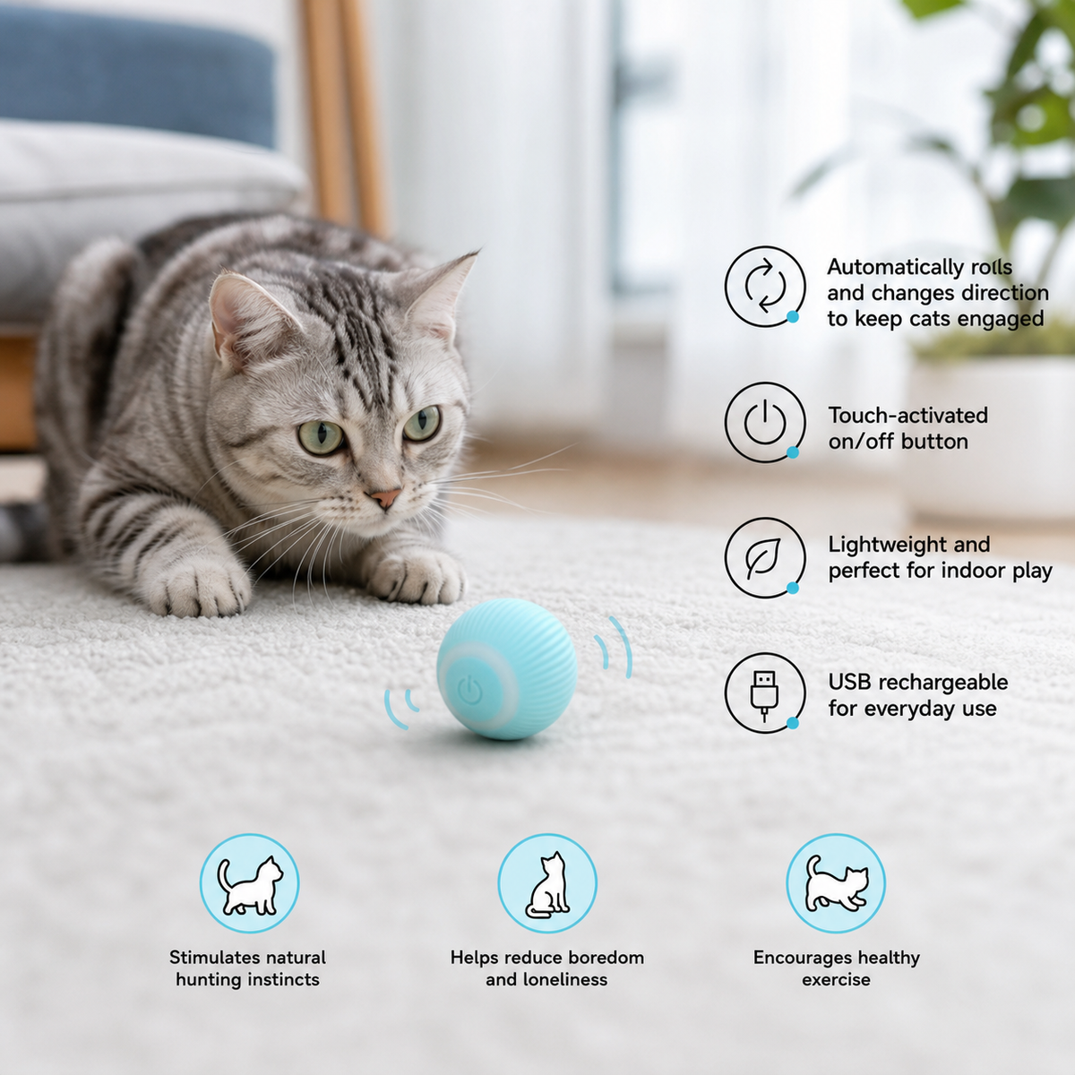 Interactive Cat Play Ball