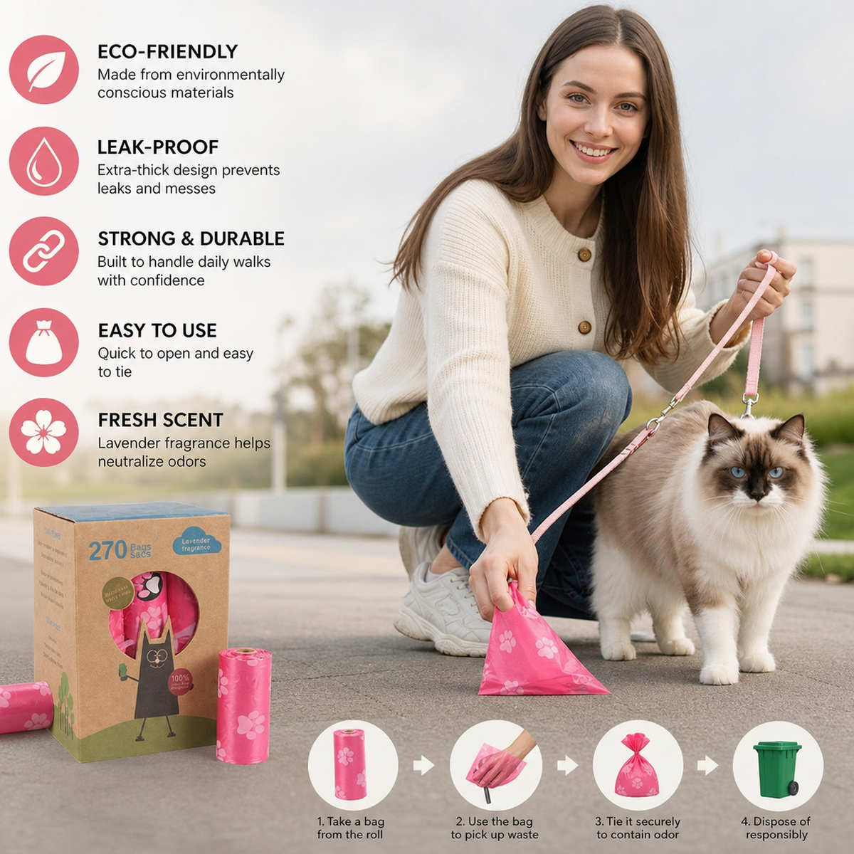 Eco-friendly Poop Bags with Convenient Dispenser