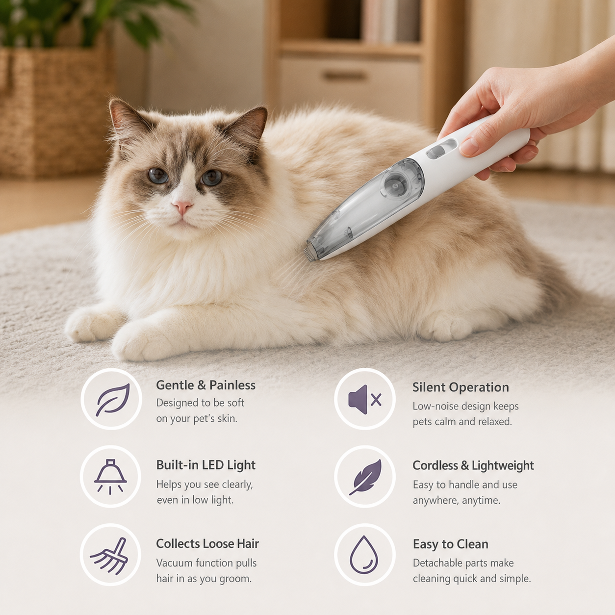 Silent Vacuum Pet Fur Trimming Device