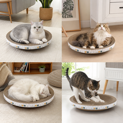 CozyCardboard - Durable Round Cat Scratcher and Bed