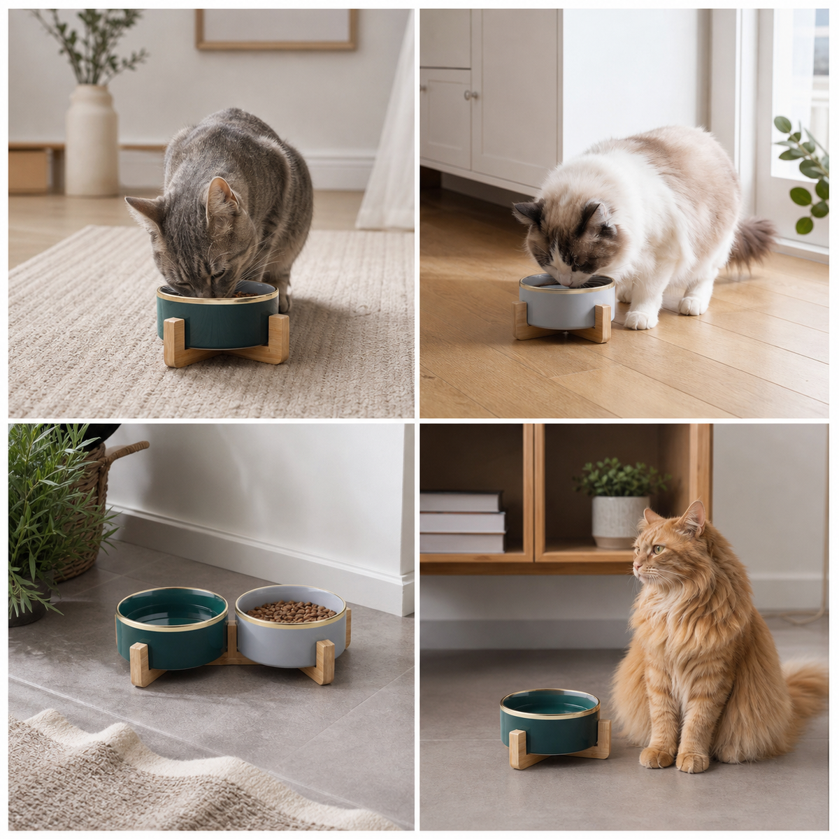 Premium Wood Ceramic Feeding Bowl