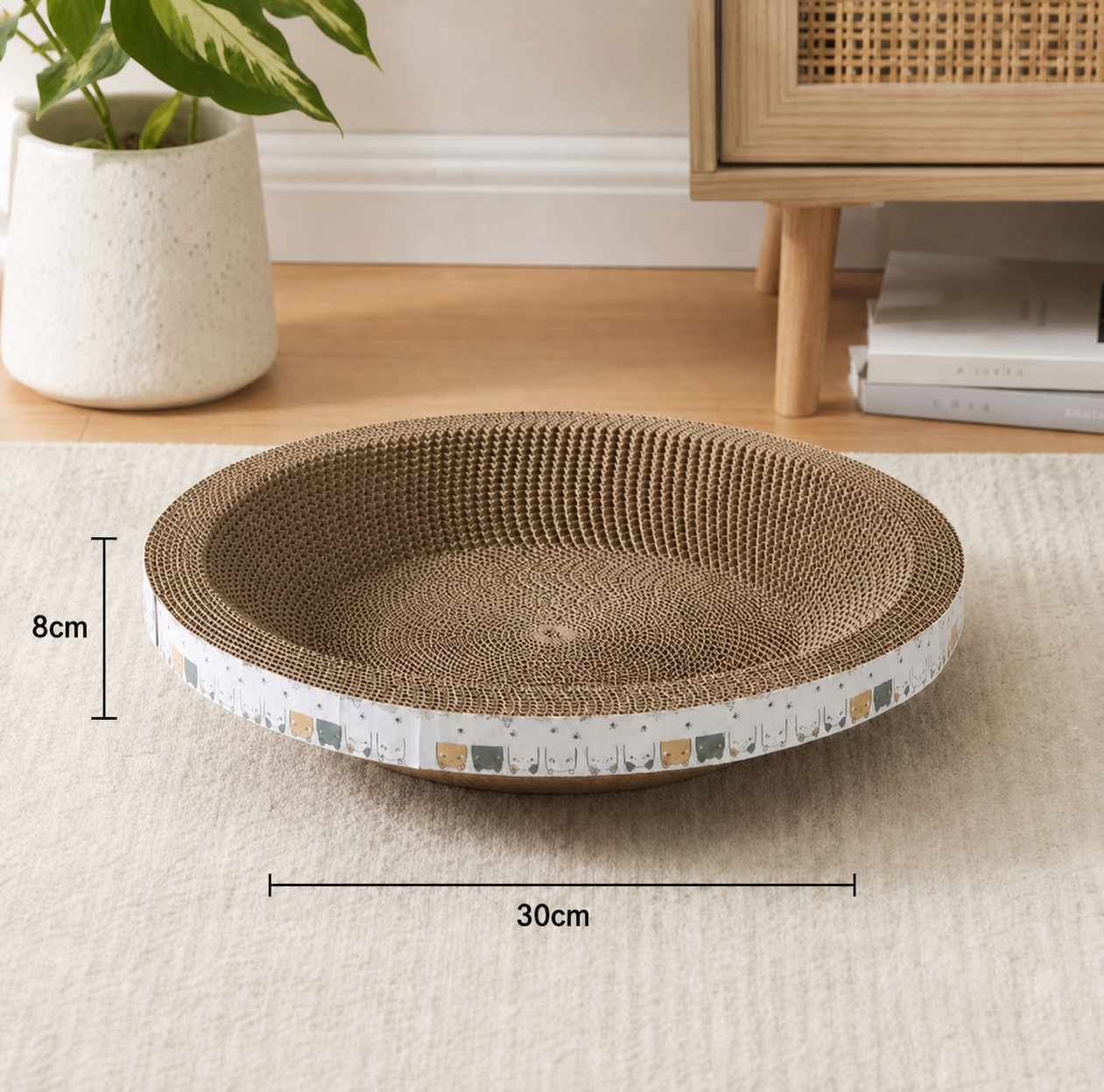 CozyCardboard - Durable Round Cat Scratcher and Bed