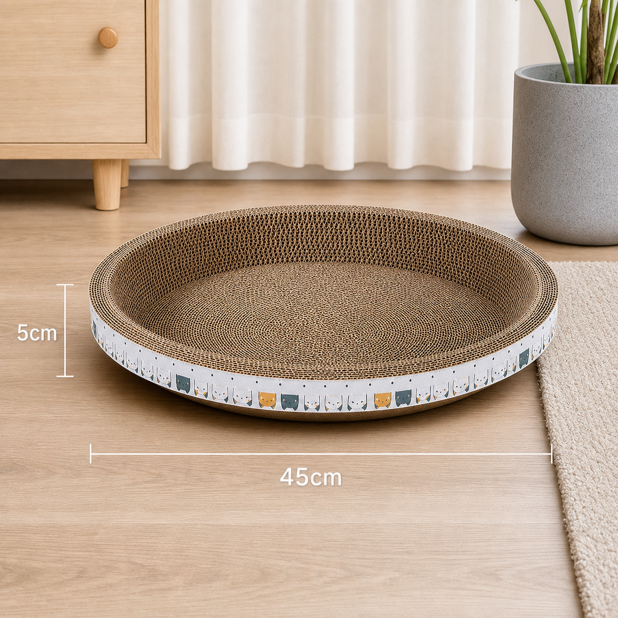 CozyCardboard - Durable Round Cat Scratcher and Bed