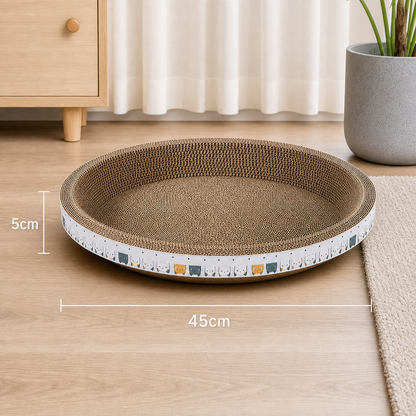 CozyCardboard - Durable Round Cat Scratcher and Bed