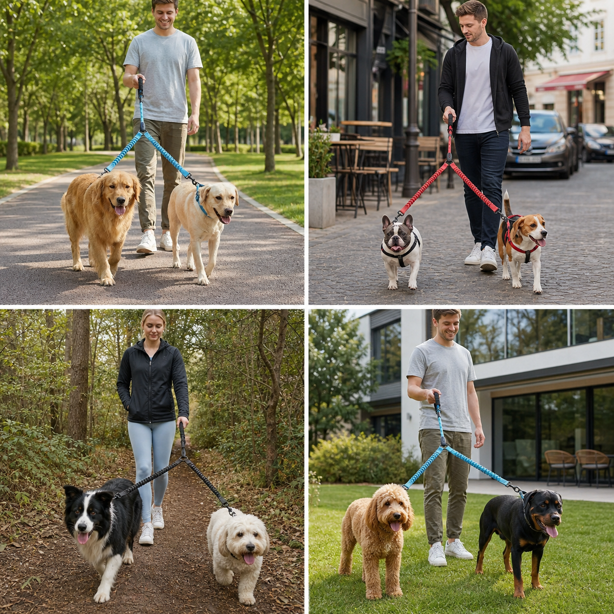 2-in-1 Double Dog Lead with 360° Swivel – Tangle-Free & Shock-Absorbing