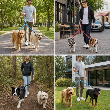 2-in-1 Double Dog Lead with 360° Swivel – Tangle-Free & Shock-Absorbing