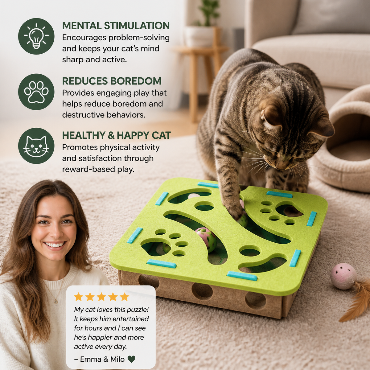 Interactive Cat Puzzle Felt Box Toy