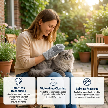 Animal care microfibre glove – dry bath towel & coat cleaning for cats