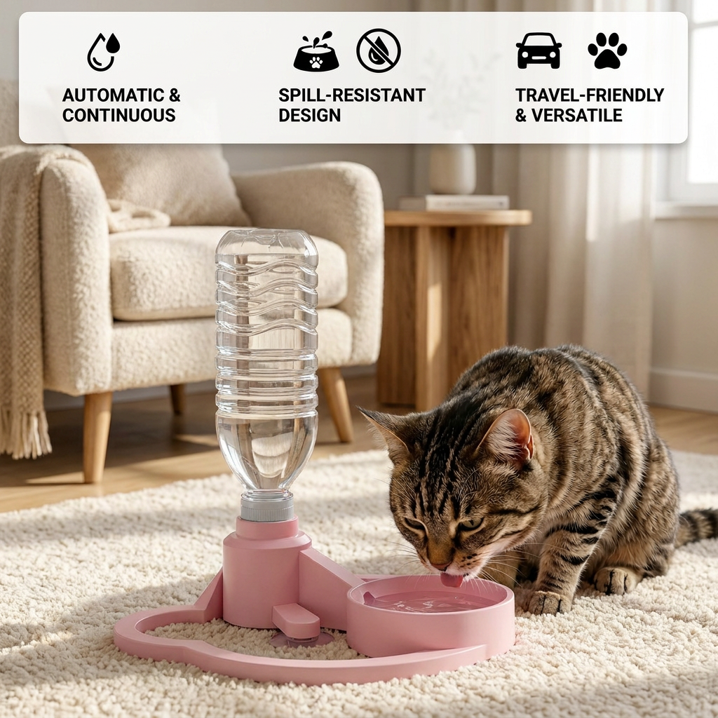 Automatic Pet Water Dispenser – No Power Required, Spill-Proof & Travel-Friendly