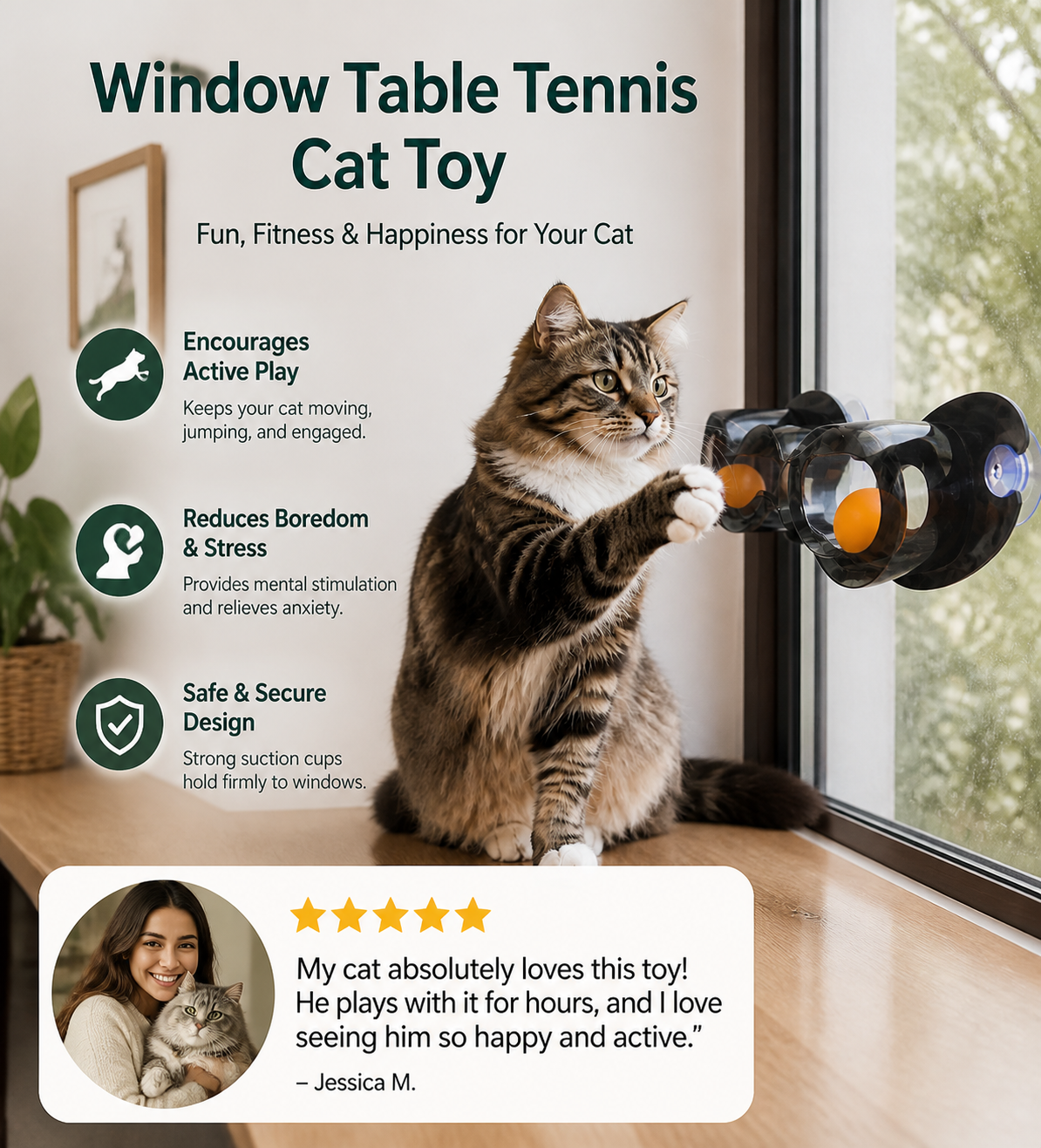 Window Table Tennis Cat Toy