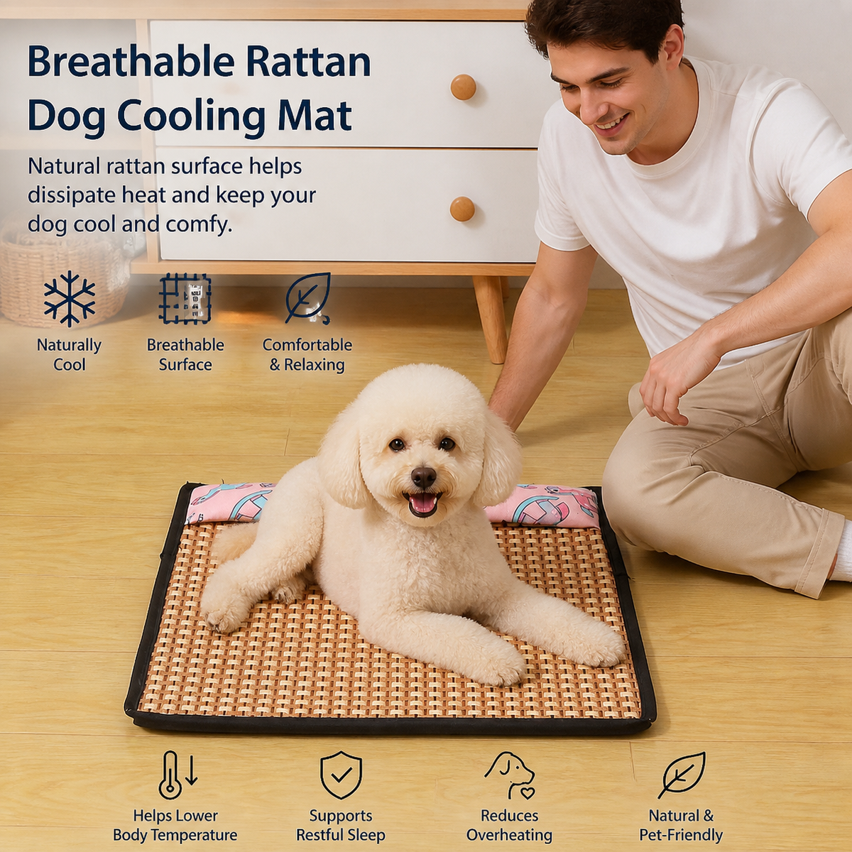 Breathable Rattan Dog Cooling Mat