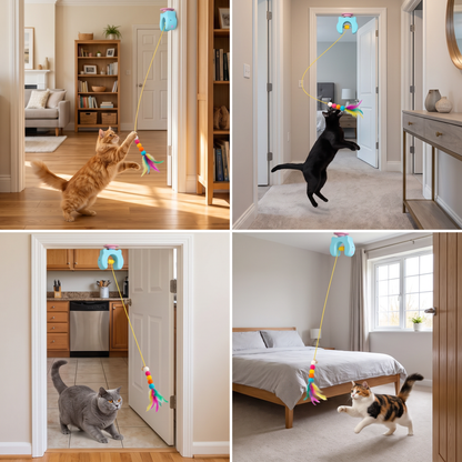 Interactive Cat Feather Toy – Electric Door Hanging Auto Swing Cat Teaser