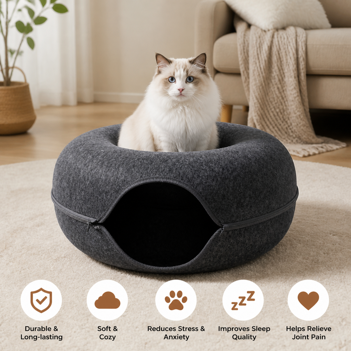 2-in-1 Donut Cat Bed