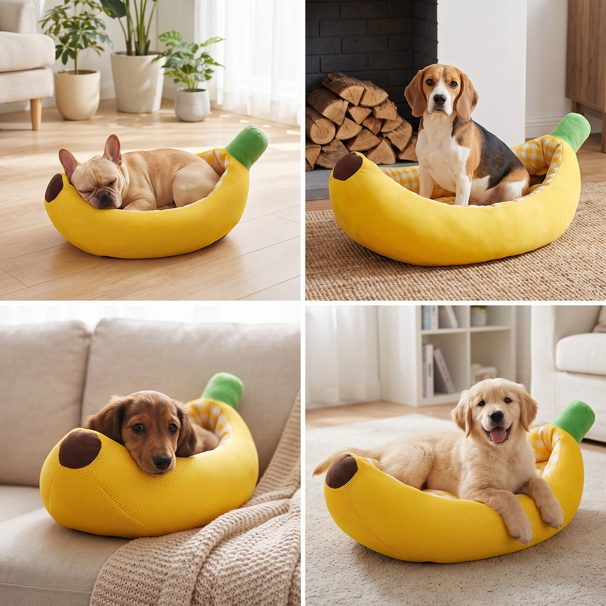 Banana-Shaped Cozy Pet Bed for Dogs