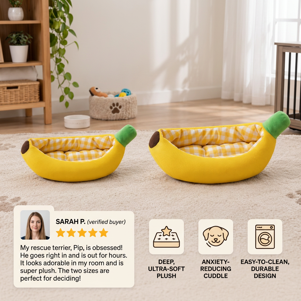 Banana-Shaped Cozy Pet Bed for Dogs